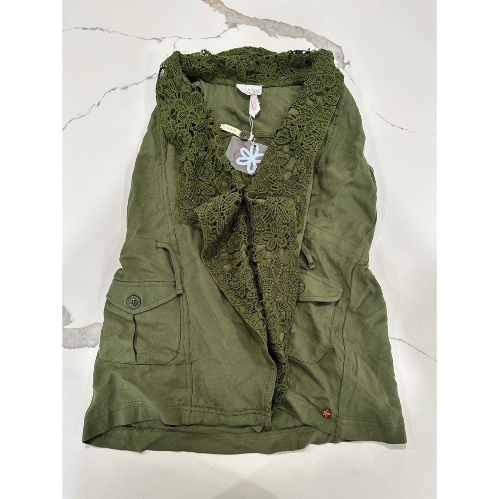 435 Matilda Jane Olive Green Sleeveless  Vest Lace Trim Kids Size 10‎